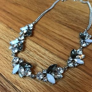 J.Crew Silver Diamond Statement Necklace